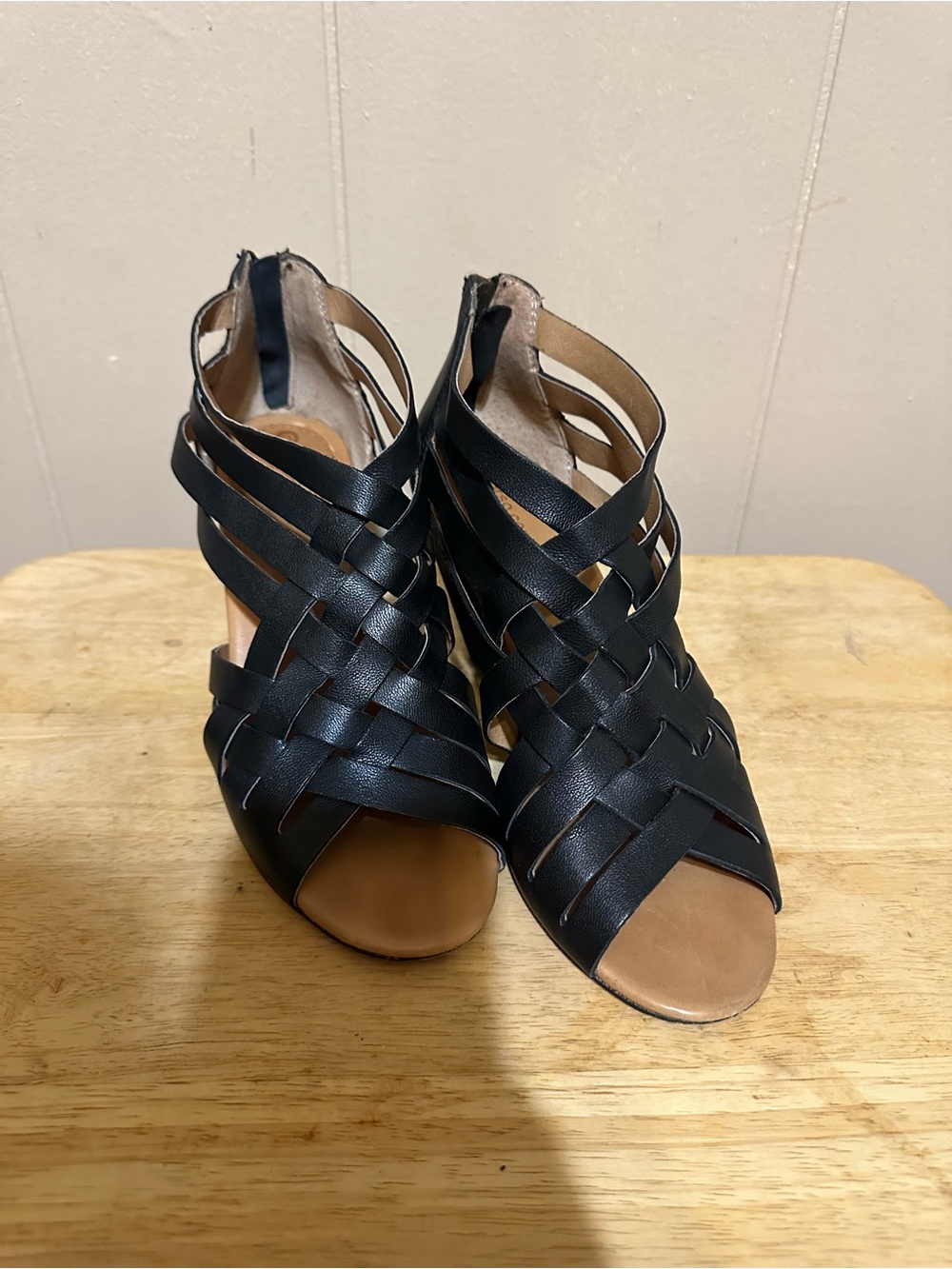 Corso Como Black Woven Strappy Open-Toe Heels